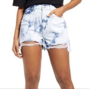BP Blue & White Bleached Distressed Denim jean Shorts Size 30